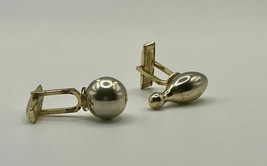Vintage Bowling Cuff Links; Ball &amp; Bowling Pin Cuff Links. Goldtone. Pat... - $9.99