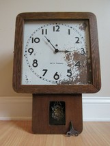 rare ANTIQUE regulator SETH THOMAS wall clock OAK LARGE SQUARE FACE Mission - £183.80 GBP