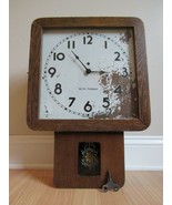 rare ANTIQUE regulator SETH THOMAS wall clock OAK LARGE SQUARE FACE Mission - £182.74 GBP