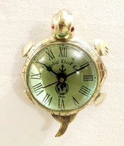 Maritime Tortoise Style Shiny Brass Finish Globe Desk Clock Wall Hanging Office - £54.77 GBP