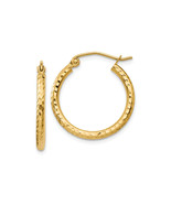 Finest Gold 2 x 20 mm 14K Yellow Gold Diamond-Cut Round Tube Hoop Earrin... - $164.40