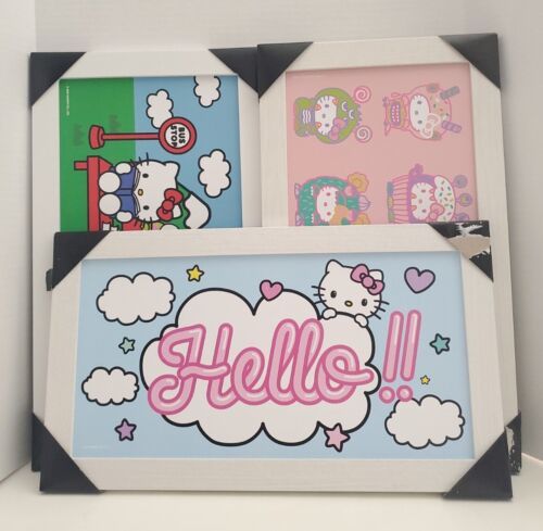 Primary image for NEW Hello Kitty Silver Buffalo Set of 3 Hello Kitty Wall Art 18.5x10.5 Sanrio