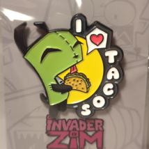 Invader Zim Gir I Love Tacos Enamel Pin Official Nickelodeon Collectible Brooch - £13.54 GBP