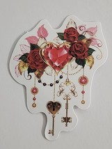 Keys Hanging from Heart with Flowers Multicolor Sticker Decal Embellishm... - $2.30