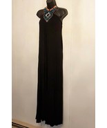Merona Maxi Column Halter DRESS size Medium Black Cowrie Shell Beaded Ne... - £19.55 GBP