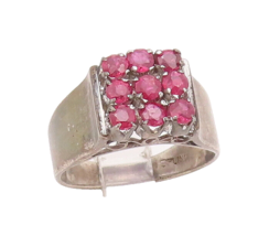 925 Sterling Silver Vintage Ring Round Cut Ruby Square Cluster  Sz 7  RG... - £36.14 GBP