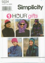 Simplicity 9224 0697 One Hour HATS Scarf Mittens Outerwear Adult pattern UNCUT - £15.55 GBP