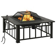 Garden Fire Pit with Poker 31.9"x31.9"x18.5" XXL Steel - $2,607.26 MXN