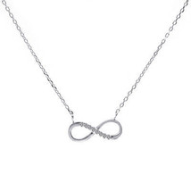 0.10 Carat Look Cubic Zirconia Infinity Pendant in Sterling Silver on Chain - £31.14 GBP
