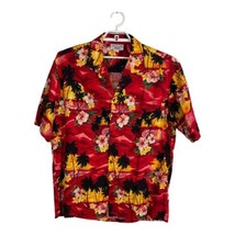 Pacific Legend Mens Shirt Size XL Button Down Red Floral Hawaiian Short Sleeve - £18.94 GBP