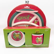 X2 The Grinch Dr.Seuss Christmas Bamboo Mealtime Set NEW in Boxes - €25,92 EUR