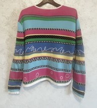 Fisher Hill Sweater Cardigan Button Up Colorful Hand Embroidered Size Small - $21.66
