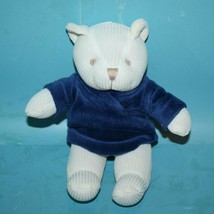 White Thermal Waffle Teddy Bear 7&quot; Mini Plush Soft Toy Stuffed Beige Sewn Eyes - £8.75 GBP