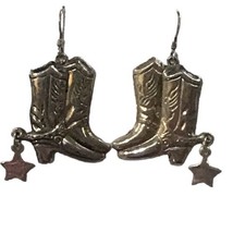 Western Style Cowboy Boots 925 Sterling Silver Dangle Earrings - £27.54 GBP