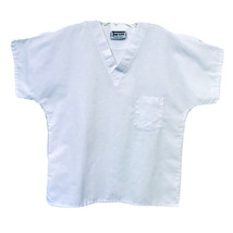 Top Line Uniforms Womens Size M White Scrub Top V Neck Short Sleeve Chest Pocket - £7.04 GBP