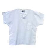 Top Line Uniforms Womens Size M White Scrub Top V Neck Short Sleeve Ches... - $8.95