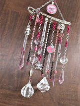 Skulls Pink Crystals Suncatcher Window Art Home Garden Chainmail Aromath... - $39.00