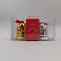 Hallmark Jingling Holiday Bells Salt &amp; Pepper Shakers Gold Silver Jingle... - £7.83 GBP