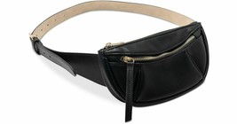 INC Womens Belt Bag Pebbled Faux Leather 2 Zipper Black - £15.74 GBP