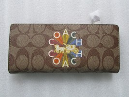 Coach Wallet Radial Rainbow Slim Gold Khaki Multi New $228 - £112.33 GBP