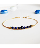 Lapis lazuli dainty blue gold bracelet,september birthstone bracelet,uni... - £30.16 GBP