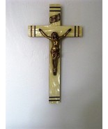 Wood Cross INRI Crucifix Jesus - Vintage Cross Mother of Pearl  - $950.37 MXN