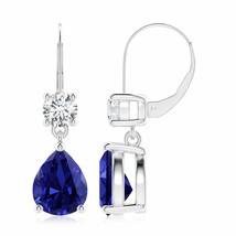 Lab-Grown Blue Sapphire Earrings with Diamond in 14K Gold (10x8mm, 6 Ct) - £2,208.07 GBP