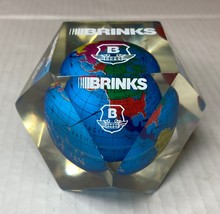 Vintage 1990&#39;s Brinks Transportation Advertising Lucite Paperweight Globe 964A - £37.97 GBP