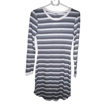 Charlotte Rousse Striped Gray White Long Sleeve T Shirt Dress Size Small... - $5.26