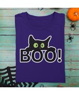 BOO! Black Cat Peeking Unisex Halloween T-shirt | Stay Spooky Fall Vibes... - £23.59 GBP