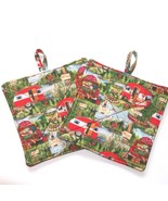 NEW- Set of 2 handmade potholders, vintage camping pattern USA - £12.88 GBP