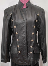 Vintage 1990s Virginia Slims Leather Double-Buttoned Military Style Jack... - £99.34 GBP