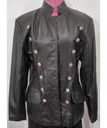 Vintage 1990s Virginia Slims Leather Double-Buttoned Military Style Jack... - £101.51 GBP