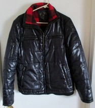 Men&#39;s Seven Souls Black Quilted Puff Coat with Red Flannel Lining Size M... - €69,44 EUR