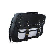 Black Studded Textile Motorcycle Saddlebags for Honda Yamaha Kawasaki In... - €86,44 EUR
