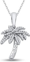 Palm Tree Shaped Pendant Necklace Gift 14k White Gold Over 1.25CT Round Cut CZ - £38.79 GBP
