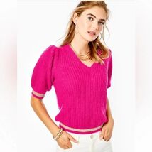 Lilly Pulitzer NWT Skylynn Sweater Women’s L Berry Soirée Pink Wool Blen... - $101.53 CAD