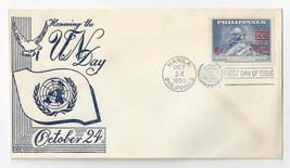 Philippines FDC 1959 Honoring UN Day Sc 806 First Day Cover Thermograph Cachet - $4.95