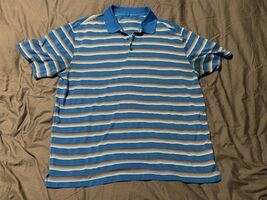Nike Golf Dri-Fit Tour Performance Polo Blue White Stripe XL Polyester - $193.80 MXN