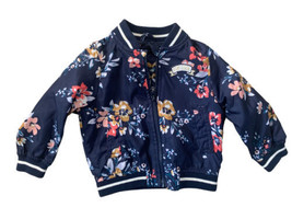 Carters Girtl Toddler Coat 12 Months Blue Floral Jacket Full Zip Up - $10.01