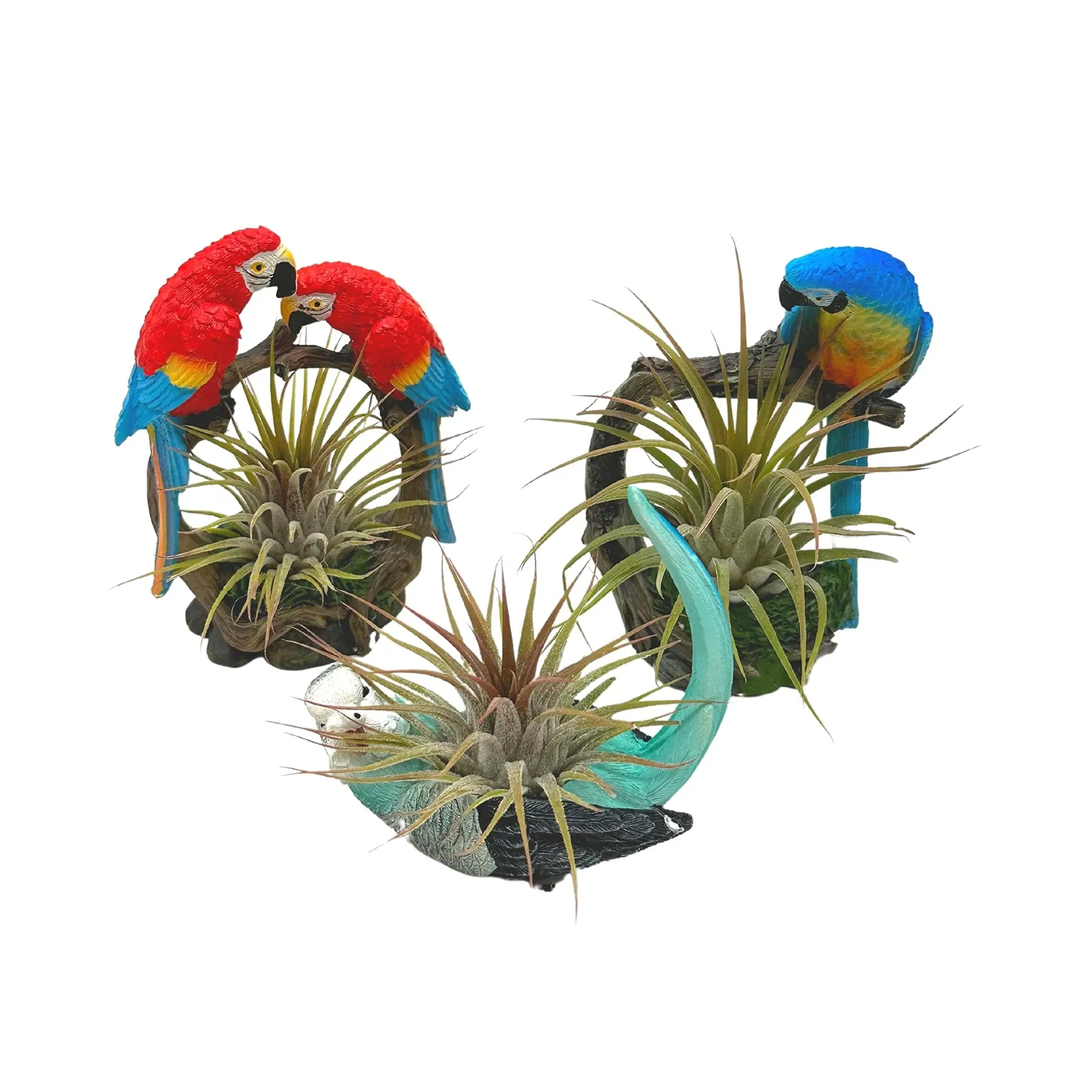 Resin Tropical Bird Air Plant Sculpture Tillandsia Planted Hand Made Art Asso - £55.27 GBP