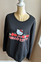 Hello Kitty Sweatshirt  Apple Sanrio  Long Sleeve Sz M Fleece Lined Black - £29.02 GBP