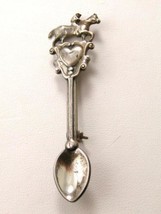 Vintage Sterling Spoon Heart Jockey Horse Derby Race Brooch Odd - $54.44