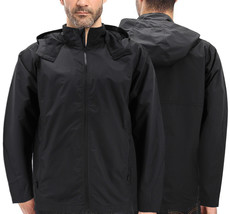 Men&#39;s Black Lightweight Hooded Water Resistant Windbreaker Zipper Jacket - £24.92 GBP