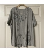 ST John Bay Womans Top Gray Size 2X Plus Hot Air Balloons Cotton - $132.85 MXN