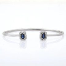 18K White Gold Blue Sapphire Diamond Bangle Bracelet - £921.48 GBP