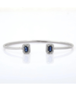 18K White Gold Blue Sapphire Diamond Bangle Bracelet - £918.70 GBP