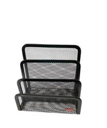 Wire Metal Mesh Desk Organizer Mail Letter File Sorter Holder Black 3 Slots - $8.91