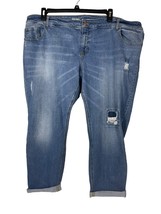 Old Navy Womens Boyfriend Skinny Distressed Cuff Hem Jeans Plus 24 Blue Denim - £10.57 GBP