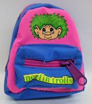 Norfin Trolls Miniature Backpack Keychain 3&quot; Vintage 1992 Pink Blue PVC - £17.65 GBP